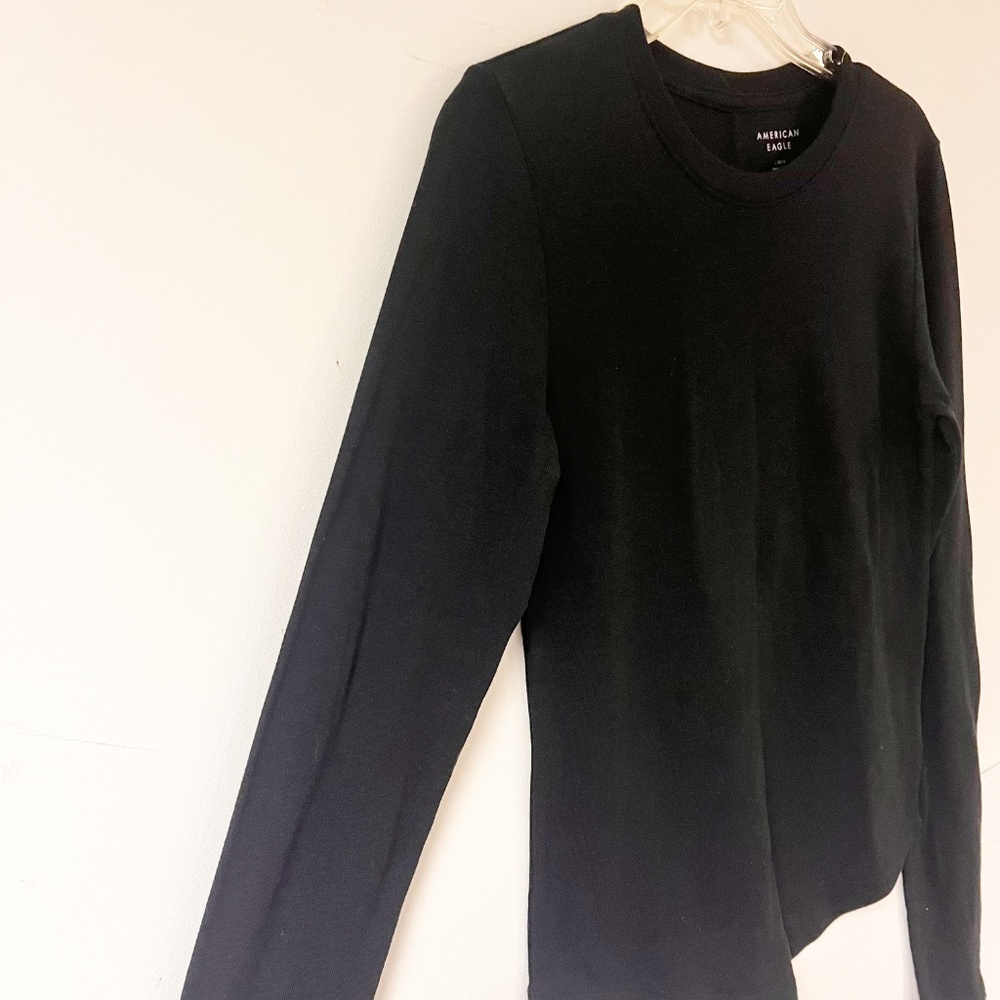 American Eagle Soft Long Sleeve T-Shirt Crewneck Black NWT Size Large - Picture 2 of 8